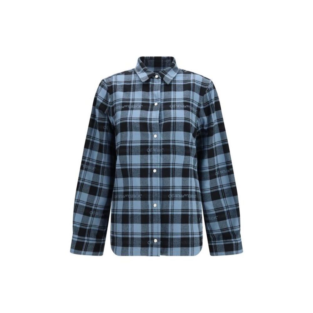 Off-White Blue Cotton Full-Length Women's Jacket